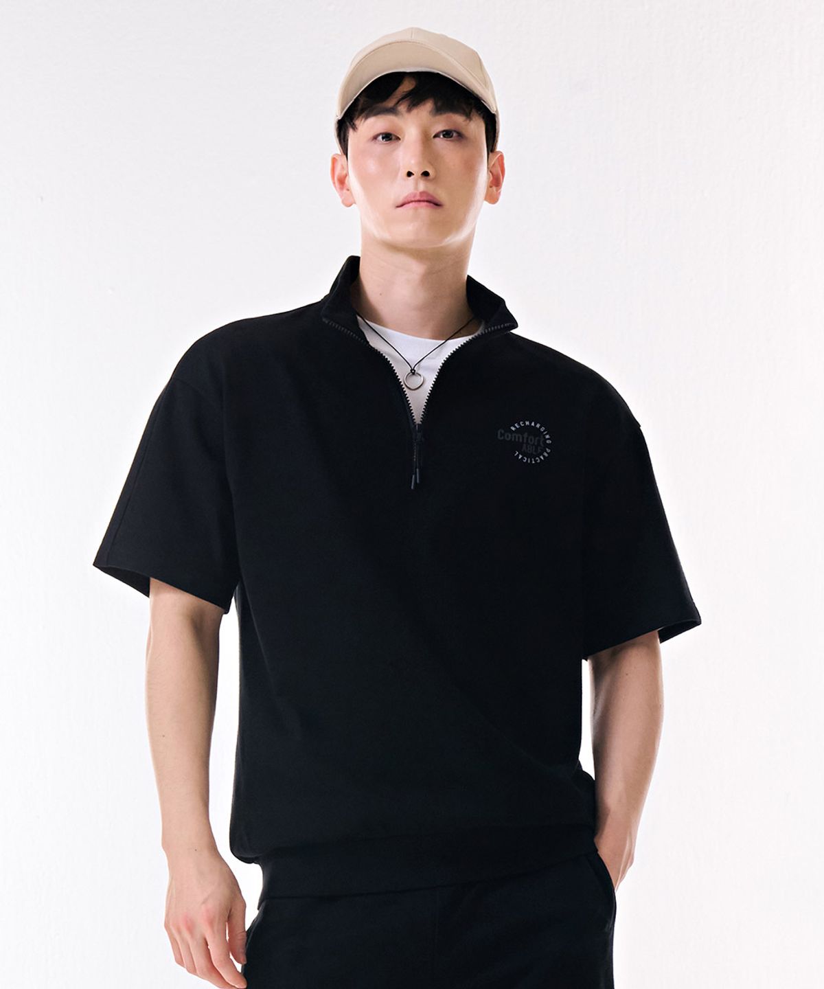 체이스컬트(CHASECULT) 공용 쿨링 코튼 아노락 반팔 티셔츠-DBRU5812D03
