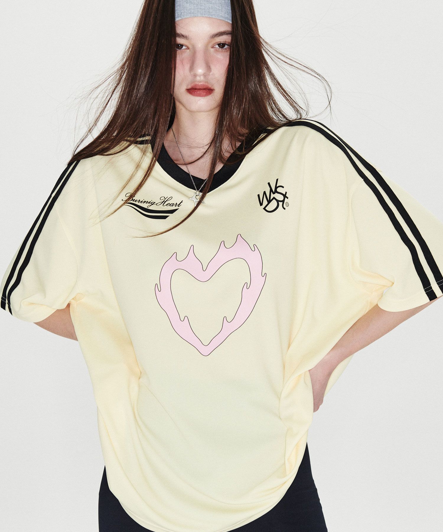 WONDER VISITOR☆BN Heart Jersey T-shirt MUSINSA公式 | WONDERVISITOR BN Heart Jersey T-shirt [Light