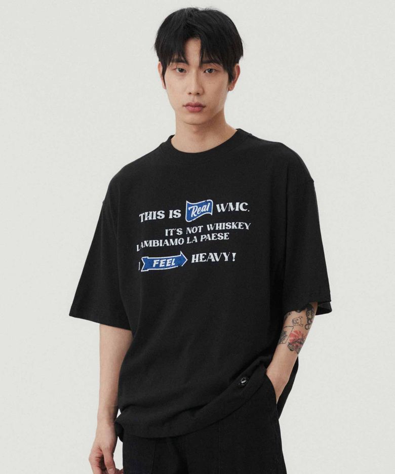 빈티지 크랙 타이포 티셔츠_BLACK