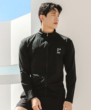 남성용 루즈핏 집업 래쉬가드 블랙 A705