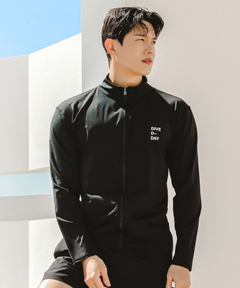 남성용 루즈핏 집업 래쉬가드 블랙 A705