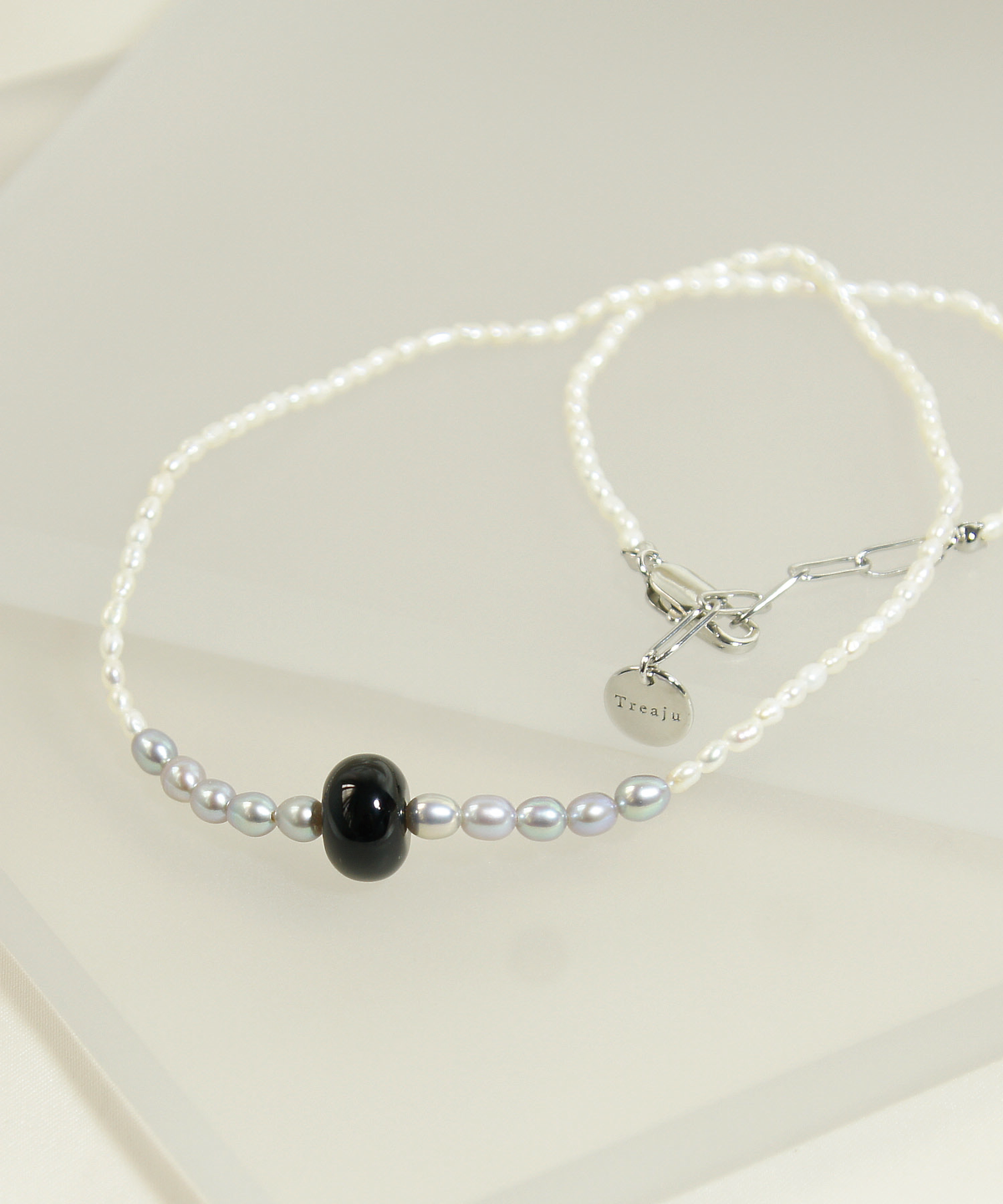 트레쥬(TREAJU) Donuts onyx necklace