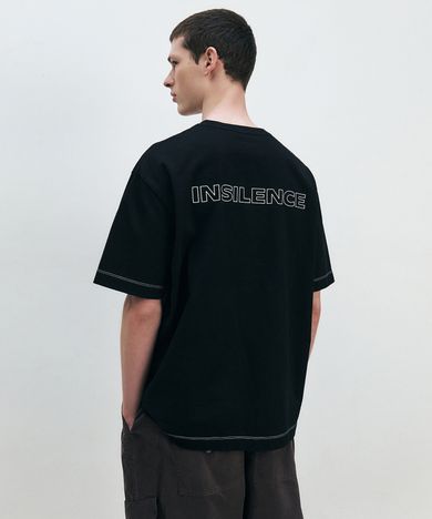 인사일런스(INSILENCE) 백프린트 포켓 티셔츠 FADED BLACK