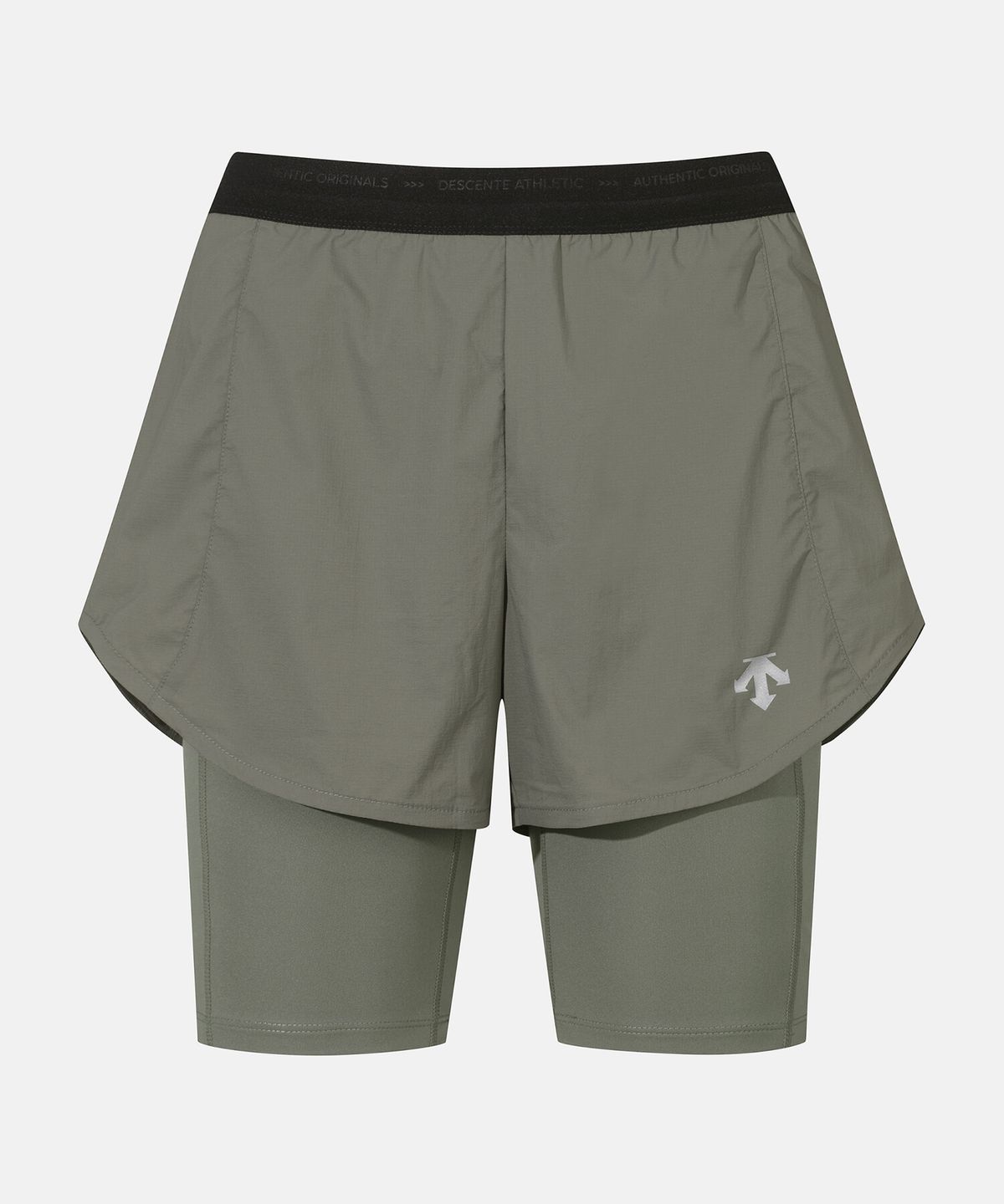 데상트(DESCENTE) 우먼즈 경량 3.5부 쇼츠 (레깅스 일체형) 카키(SP222RHP47)