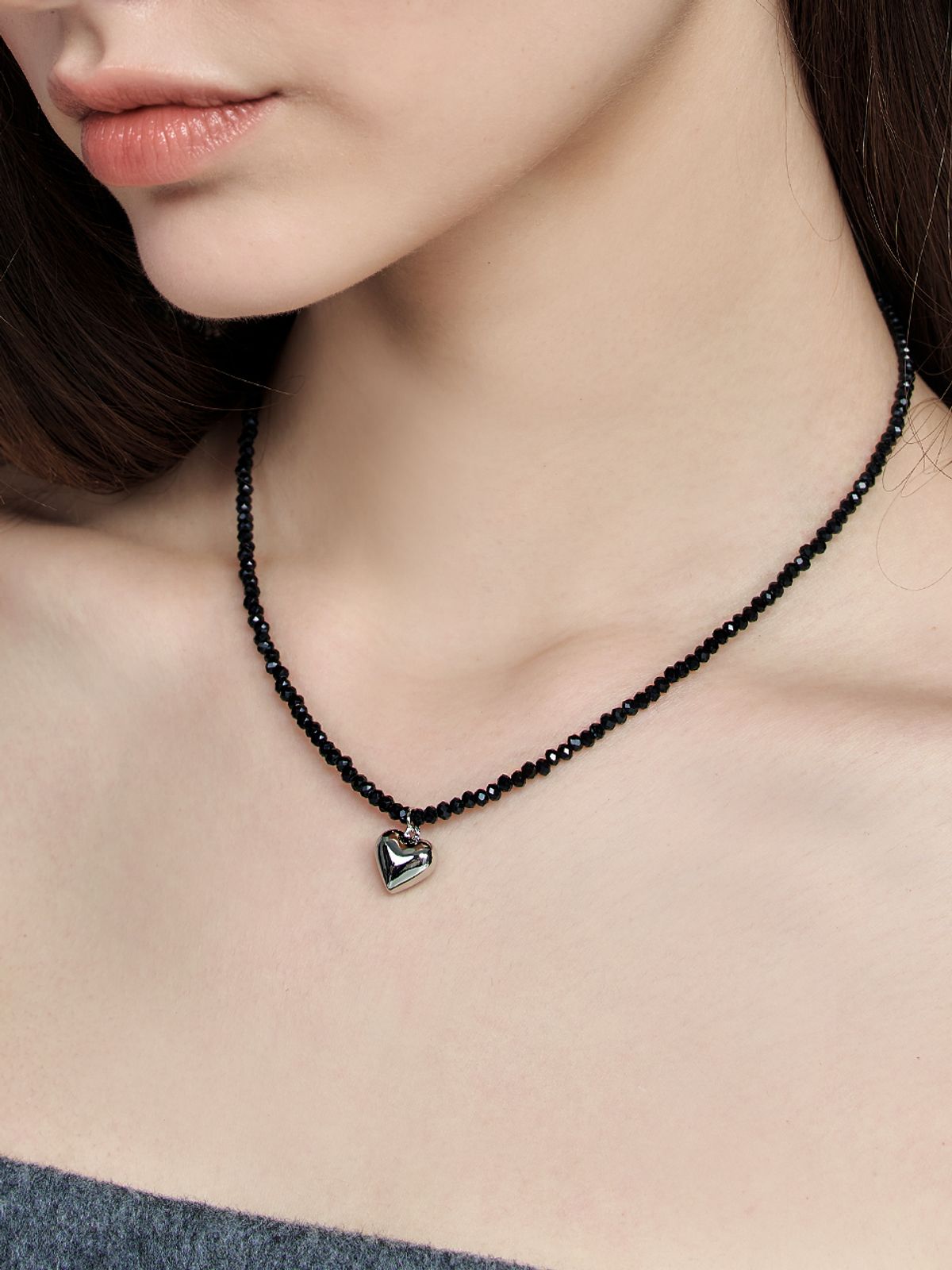 헤이(HEI) crystal heart necklace