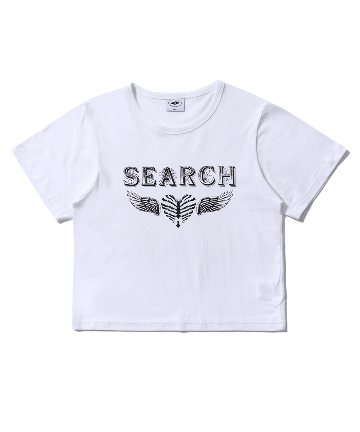 써치410(SEARCH410) 엔젤 로고 크롭티 화이트