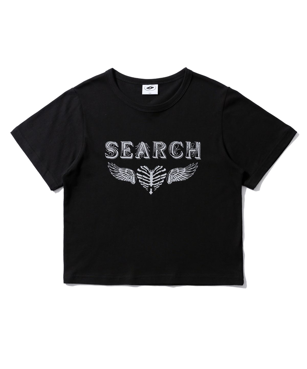 써치410(SEARCH410) 엔젤 로고 크롭티 블랙