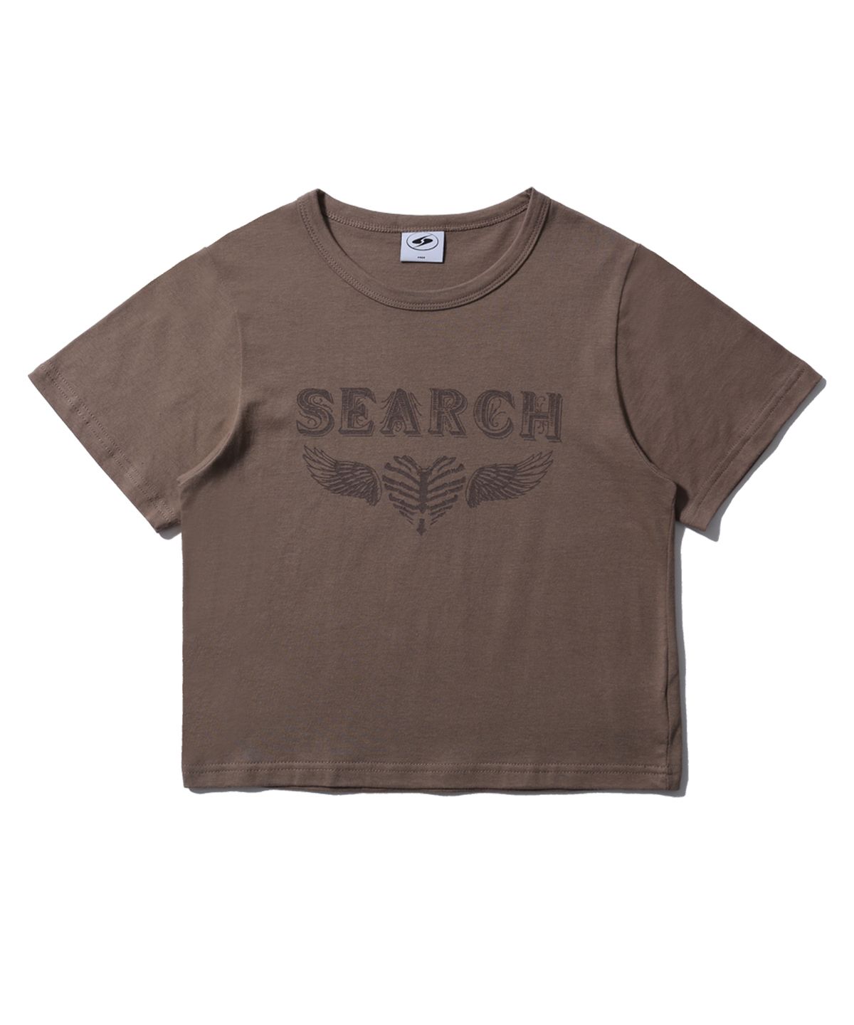 써치410(SEARCH410) 엔젤 로고 크롭티 브라운