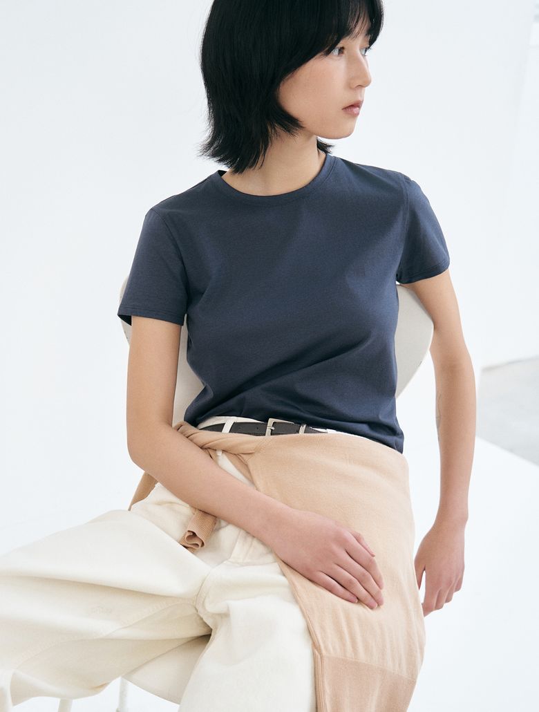 W_씬 져지 크루넥 반소매 티셔츠 LJT1916