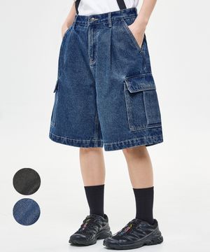 둠바 와이드 카고 데님 하프팬츠 GJBHP35 (2COLOR)