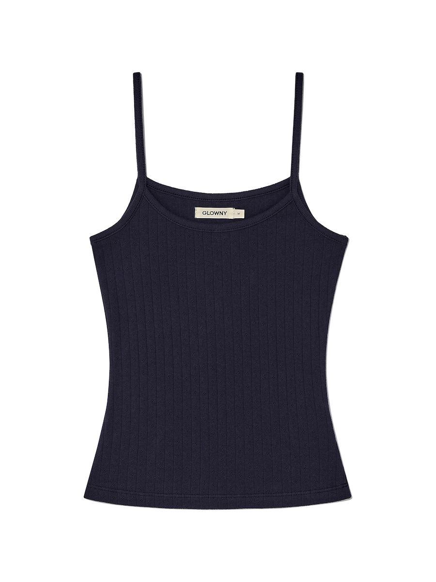 ★GLOWNY★ G CLASSIC CAMISOLE NAVY MUSINSA | GLOWNY PROVINCE EYELET TANK (NAVY)