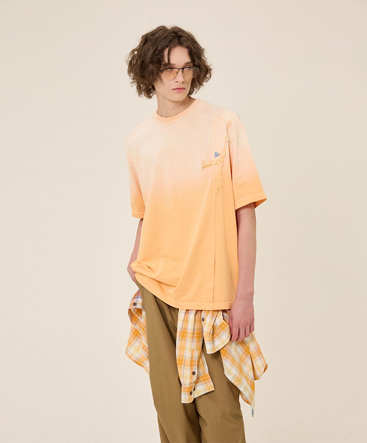 누크피터(NUUKFITTER) PENNANT WASHING T-SHIRT [ORANGE]