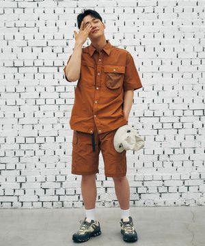 [이민재 착용] OG 나일론 믹스 벨티드 쇼츠-브릭