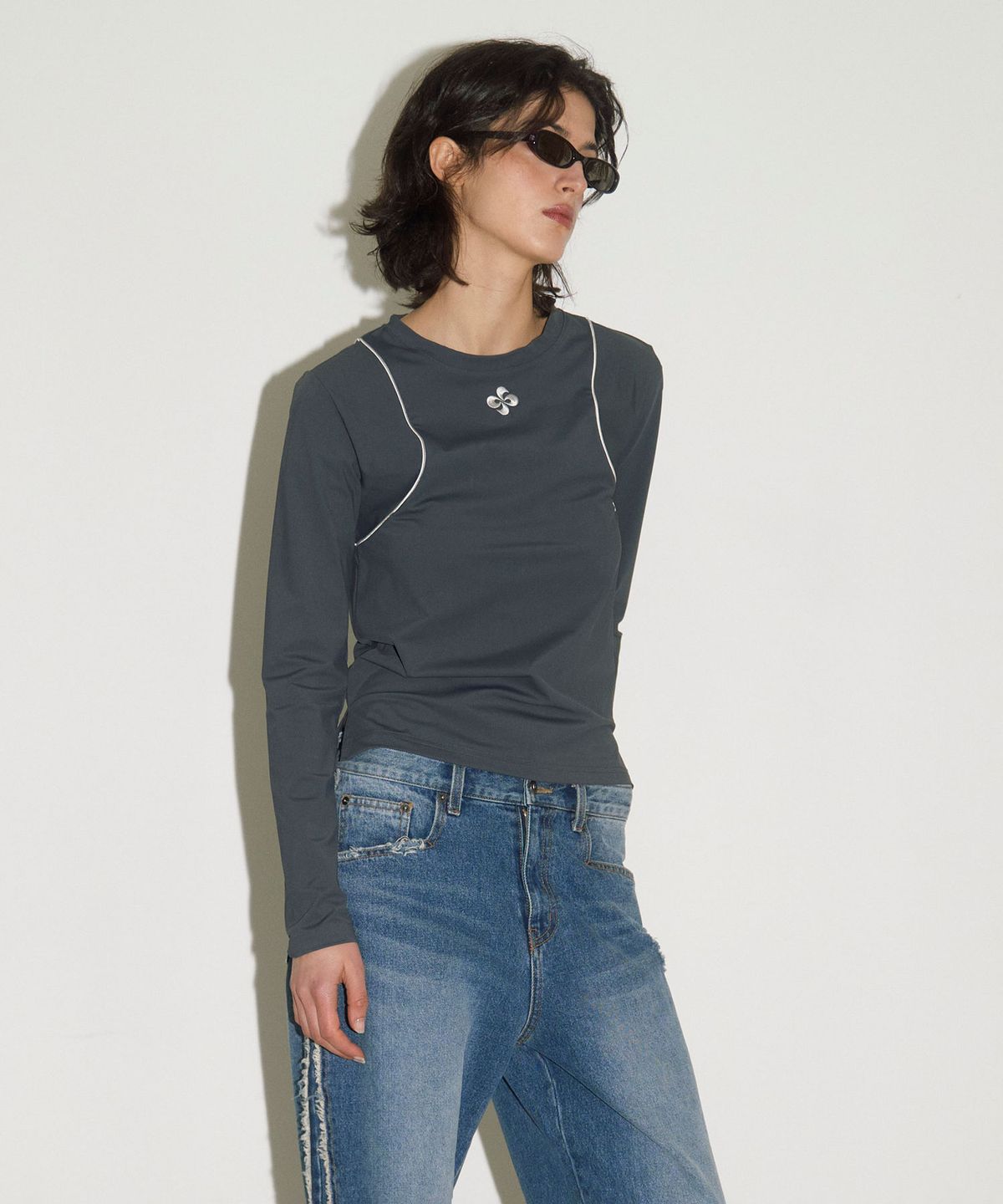 헤레틱(HERETIC) ACTIVE LINE LONG SLEEVE T-SHIRT / charcoal