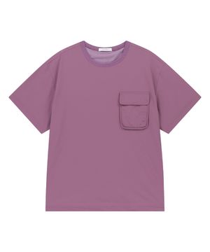 [이민재 착용] 우븐 스트레치 라운드 티셔츠-퍼플
