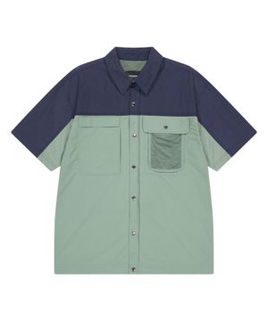 [이민재 착용] OG 코어 컬러블럭 반팔 셔츠-라이트카키