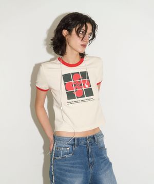 PUZZLE RINGER T-SHIRT / ivory