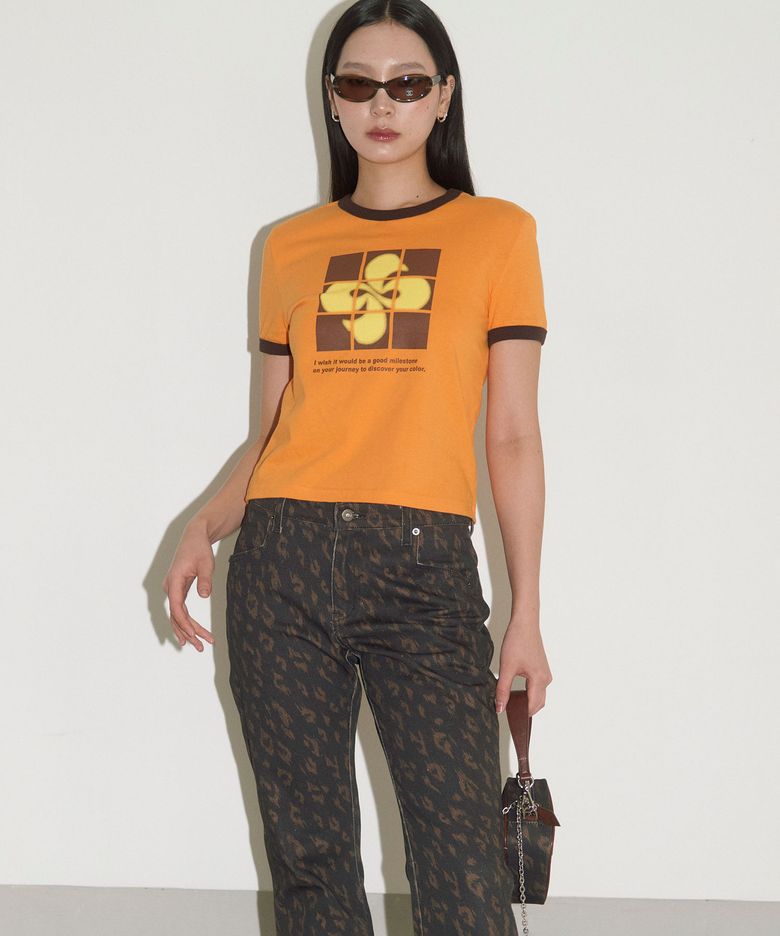 PUZZLE RINGER T-SHIRT / orange