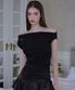 Drape Off Shoulder Sleeveless [Black]