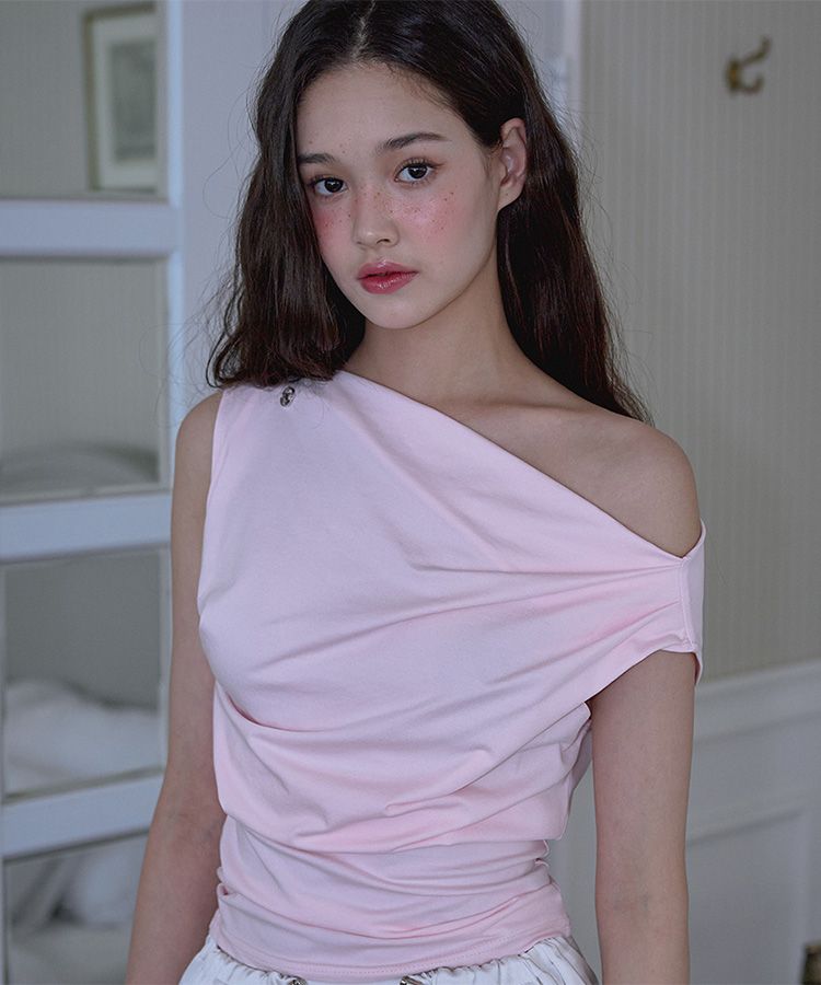 MUSINSA | ROSÉ FRANTZ Drape Off Shoulder Sleeveless [Pink]
