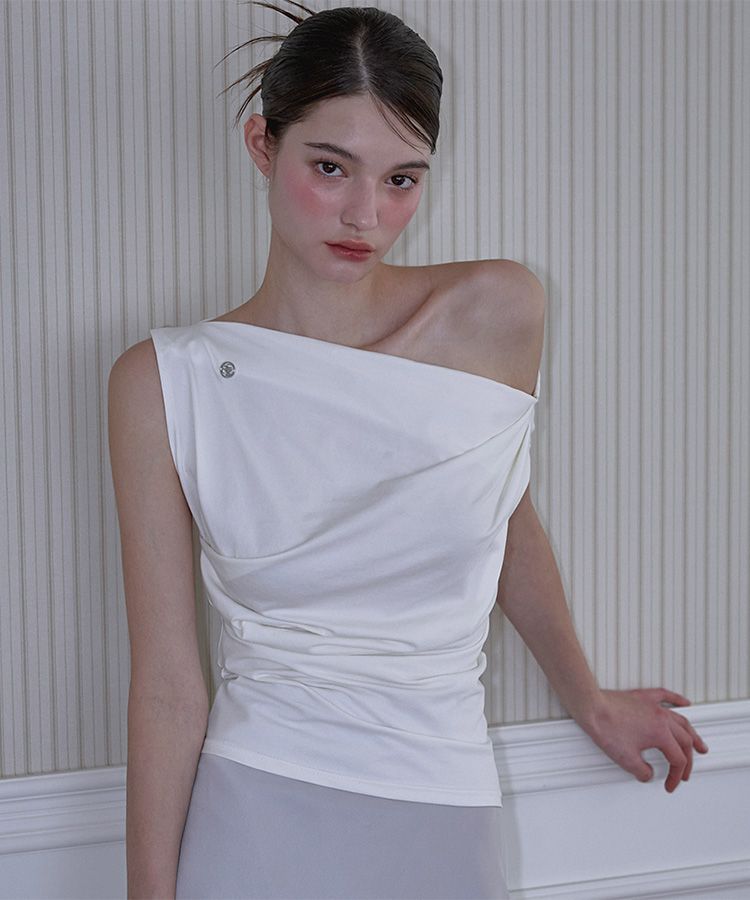 Rose Frantz ♥ Drape Off Shoulder Sleeveless/追跡付 MUSINSA | ROSÉ FRANTZ Drape Off Shoulder Sleeveless [Black]