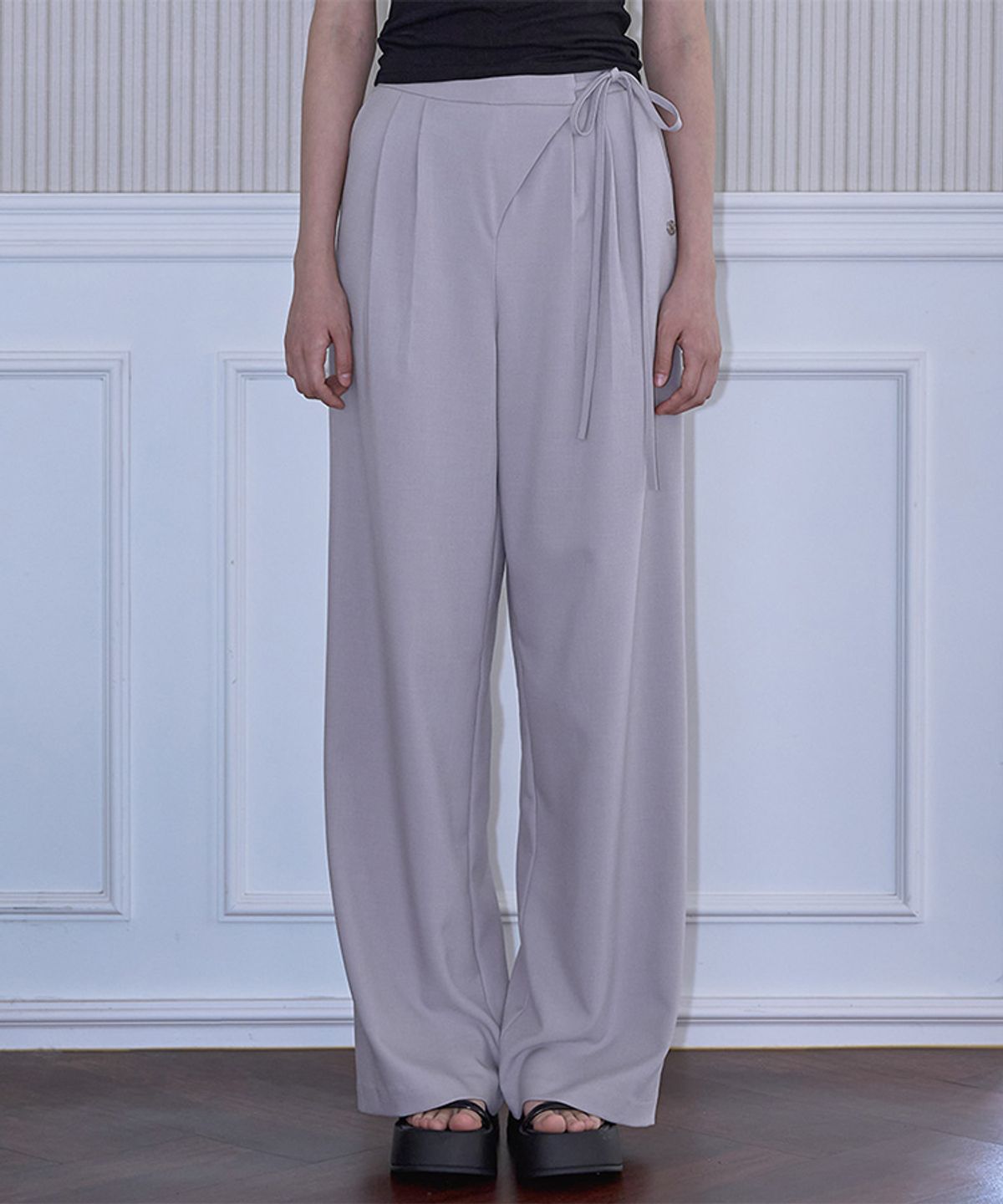로제프란츠(ROSEFRANTZ) Pintuck Strap Wide Slacks [Gray]