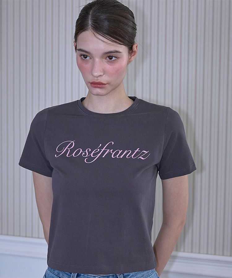 ◆Rose Frantz◆ Rose Lettering Tshirt Charcoal MUSINSA | ROSÉ FRANTZ Rose Lettering T-shirt [Charcoal]
