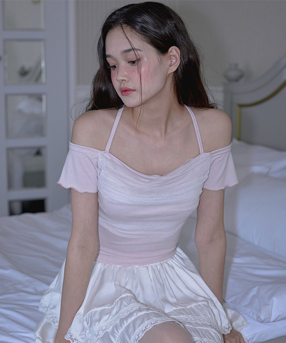 로제프란츠(ROSEFRANTZ) Sha Layered Halter T-shirt [Pink]
