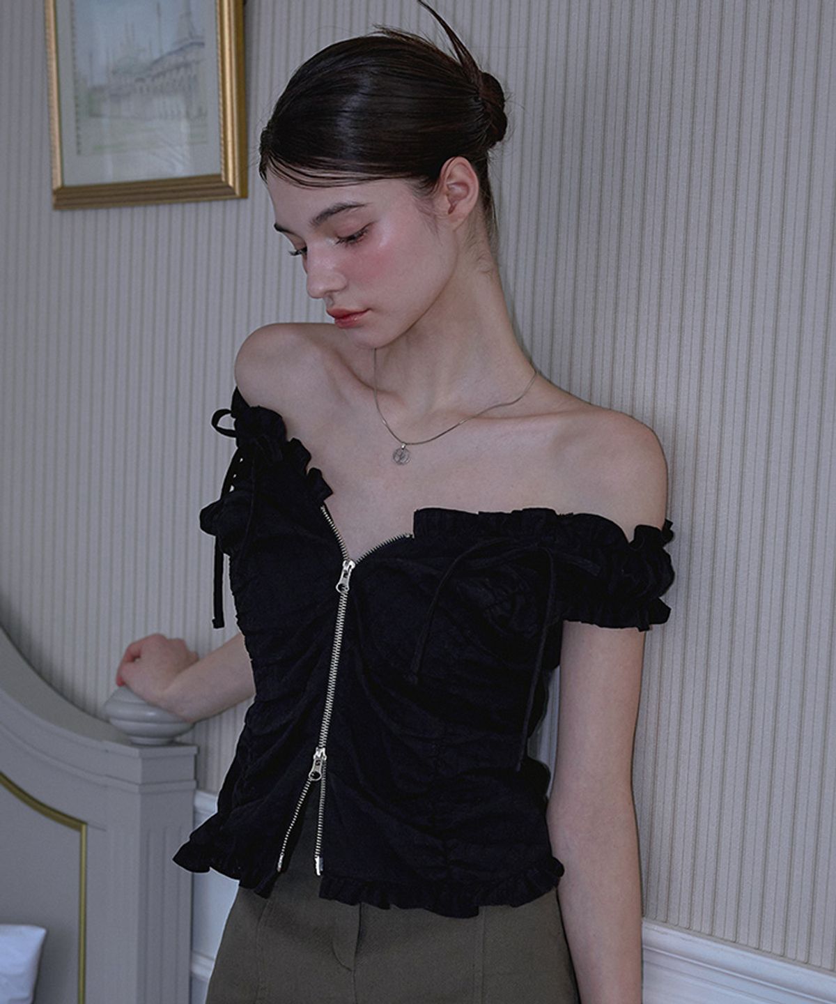 로제프란츠(ROSEFRANTZ) Two-way Frill Ribbon Sleeveless [Black]