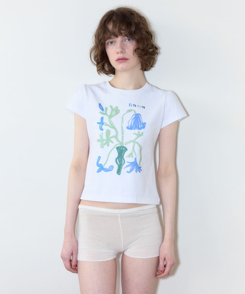 【年中無休】 SINOON | MUSINSA Flower (Blue) T-Shirt Puff Vase トップス