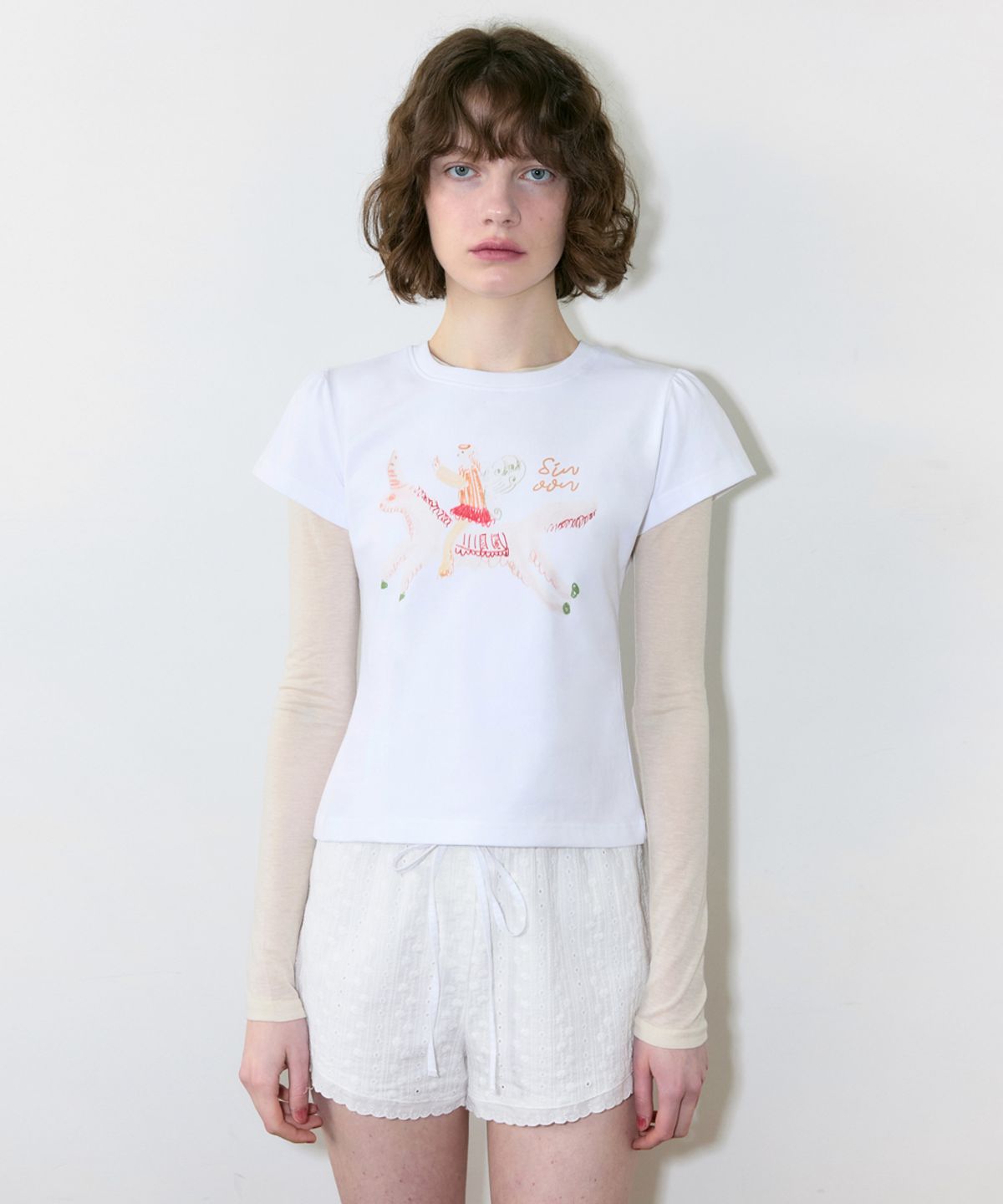 시눈(SINOON) Unicorn Puff T-Shirt (White)