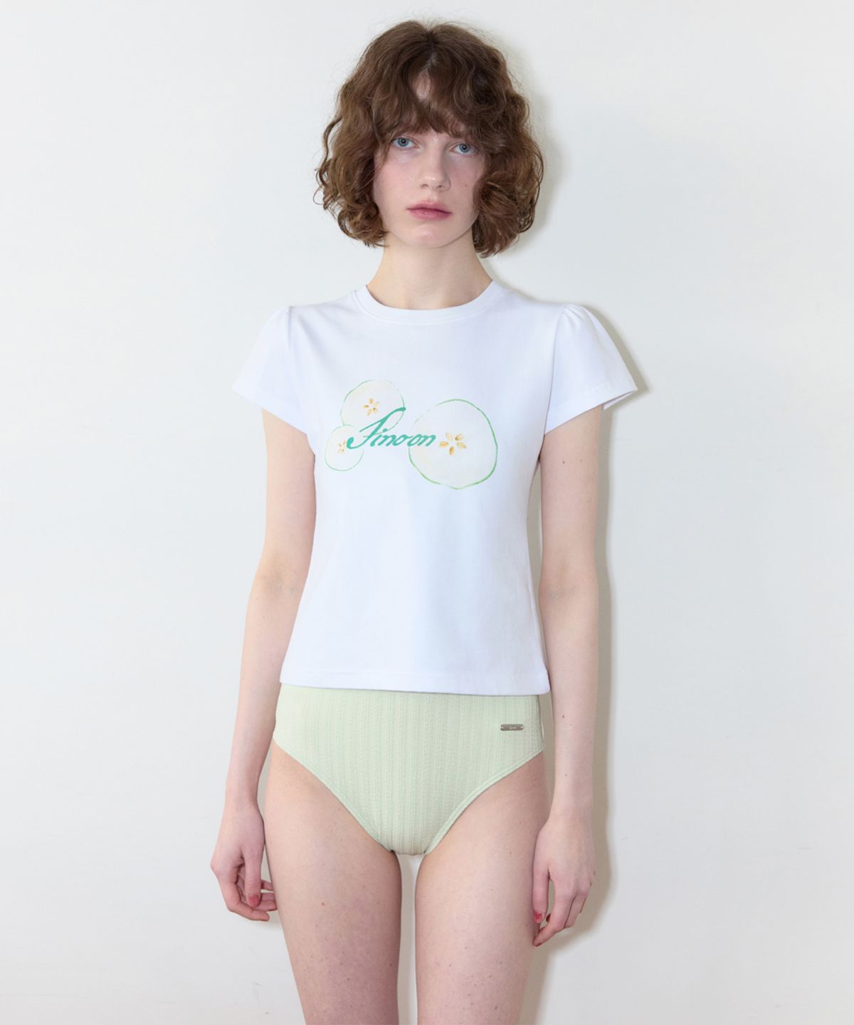 시눈(SINOON) Fresh Lime Puff T-Shirt (White)