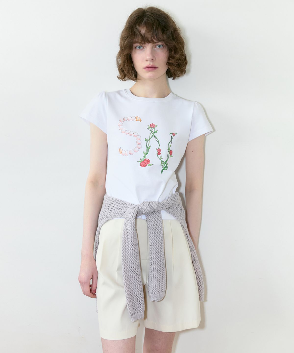 시눈(SINOON) SN Flower Puff T-Shirt (White)