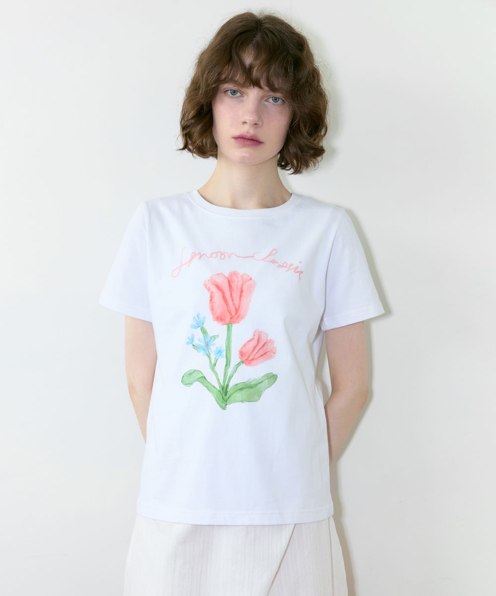 MUSINSA | SINOON Tulip Flower T-Shirt (White)