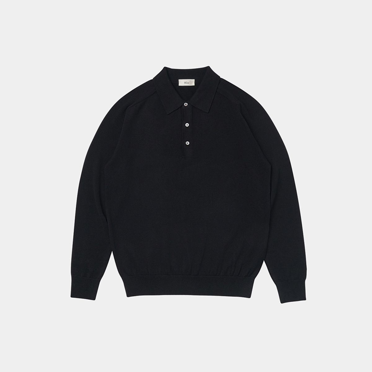 베르노(VERNO) 24SS Cashtouch saddle sleeve polo knit Black
