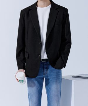 싱글 벤트 오버핏 블레이저 자켓 블랙