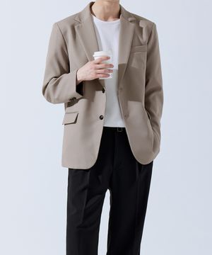 싱글 벤트 오버핏 블레이저 자켓 베이지