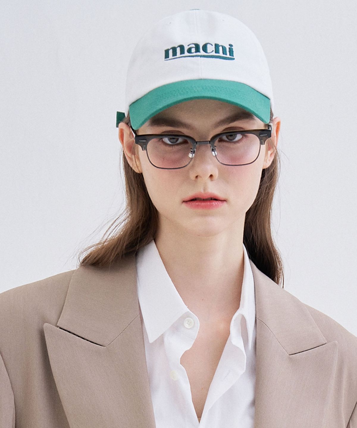 마크니(MACNI) SIGNATURE LOGO MIX BALL CAP_GREEN