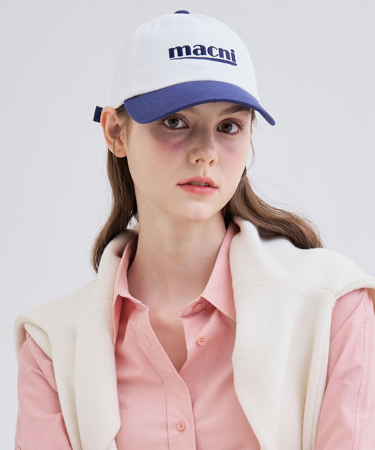 마크니(MACNI) SIGNATURE LOGO MIX BALL CAP_NAVY