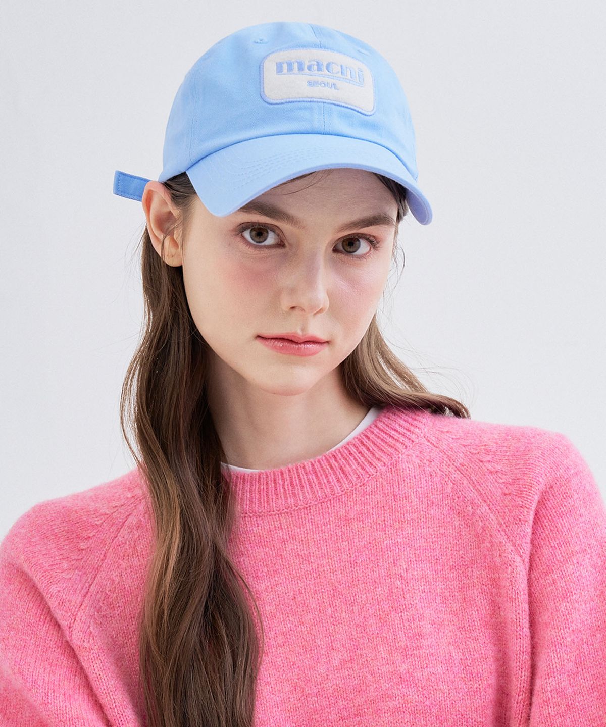 마크니(MACNI) Y2K LOGO PATCH BALL CAP_SKY BLUE