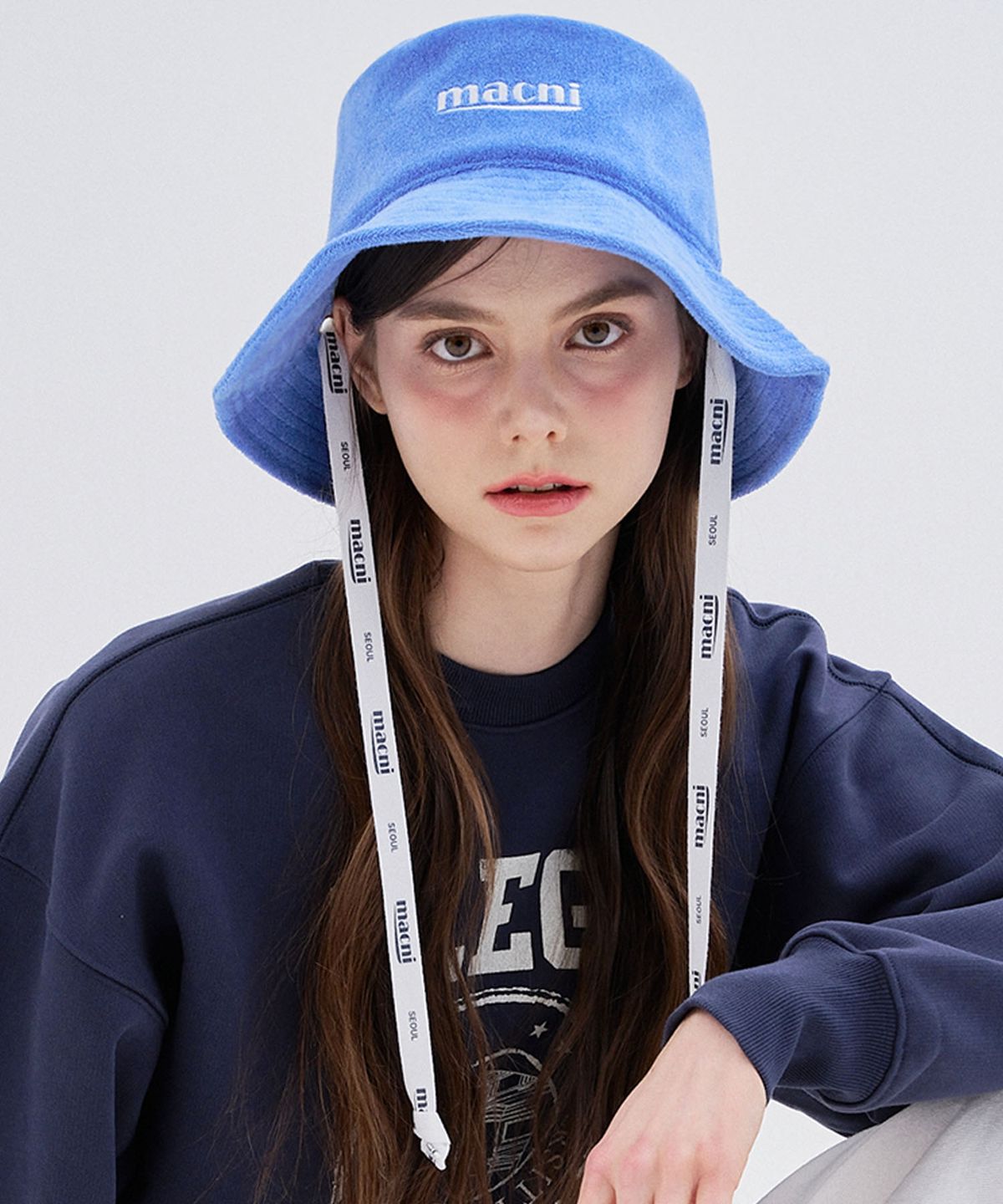 마크니(MACNI) PARADISE TERRY BUCKET HAT_BLUE
