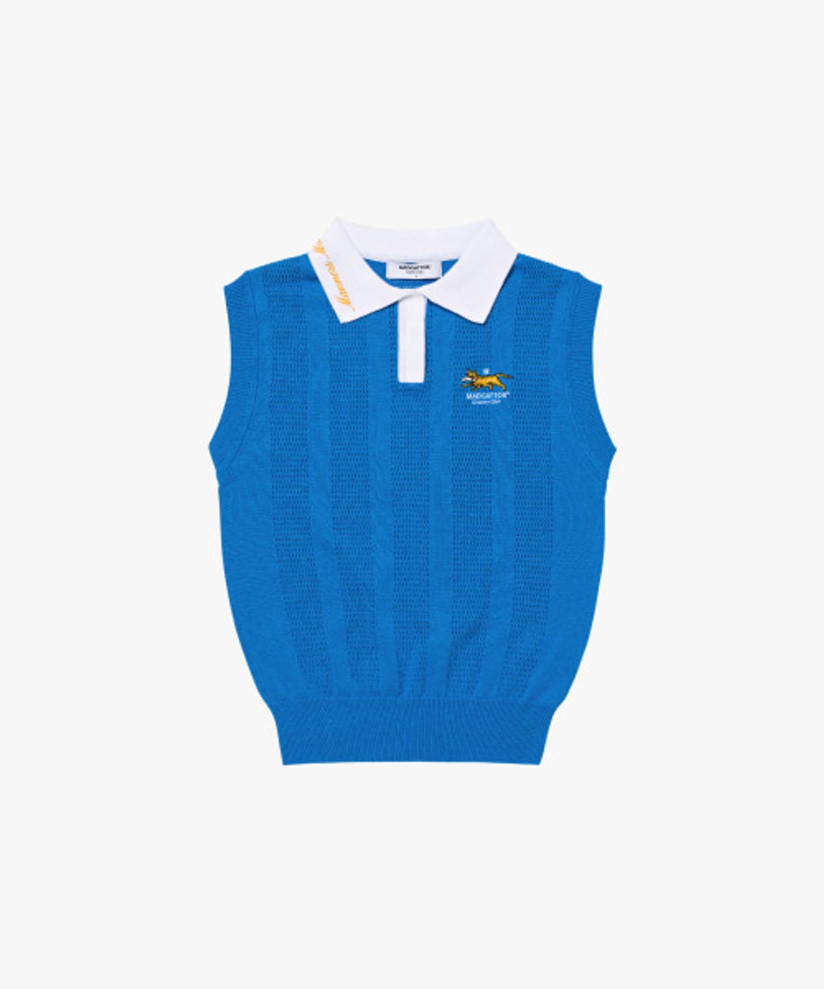 매드캐토스 컨트리클럽(MADCATTOS COUNTRY CLUB) MCC W COLLAR LETTERING VEST-BLUE