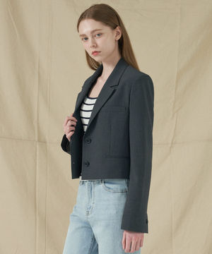 여성 쿨 실키넨 세미크롭 자켓_ZE2JK520_SGR