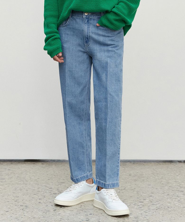[썸머 린넨라이크]Linen Like Cropped Tapered Jeans DCPTOL4Blue