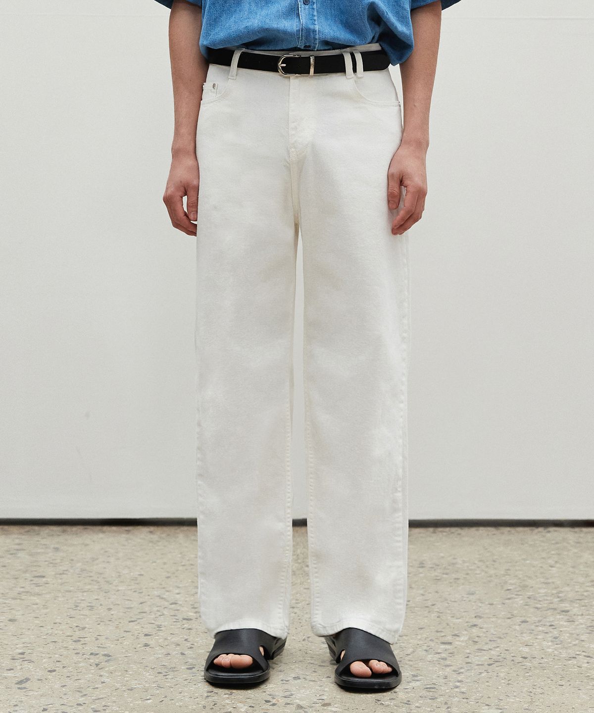 데케트(DECET) [썸머 린넨라이크]Linen Like Semi Wide Jeans DCPTOL3Ivory