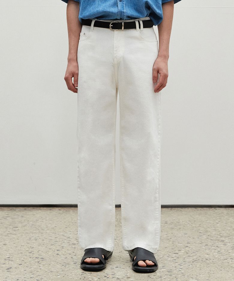 [썸머 린넨라이크]Linen Like Semi Wide Jeans DCPTOL3Ivory