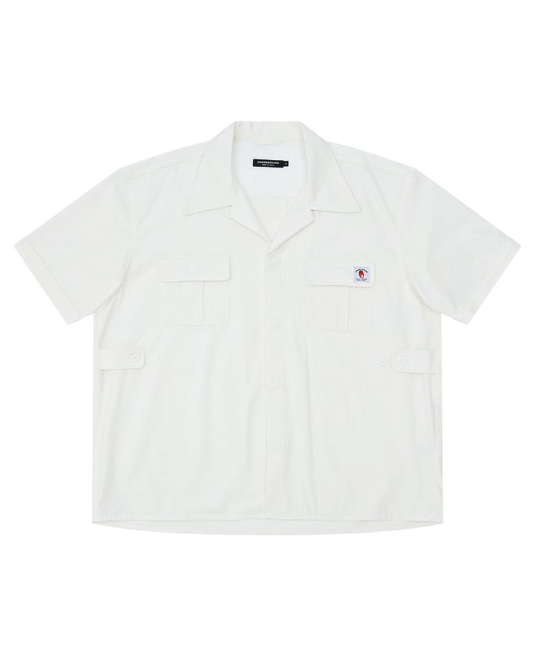 2POCKET OPEN COLLAR SHIRTS_WHITE
