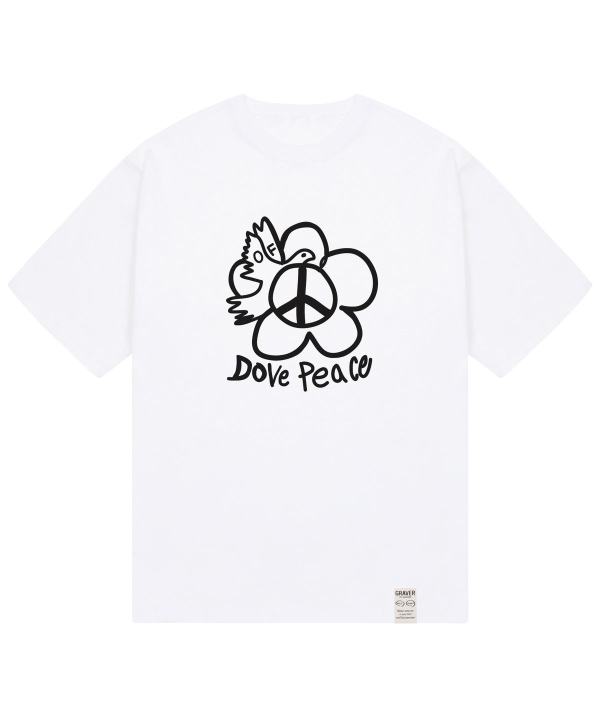 그레이버(GRAVER) [UNISEX]도브 피스 플라워 반팔티 _화이트