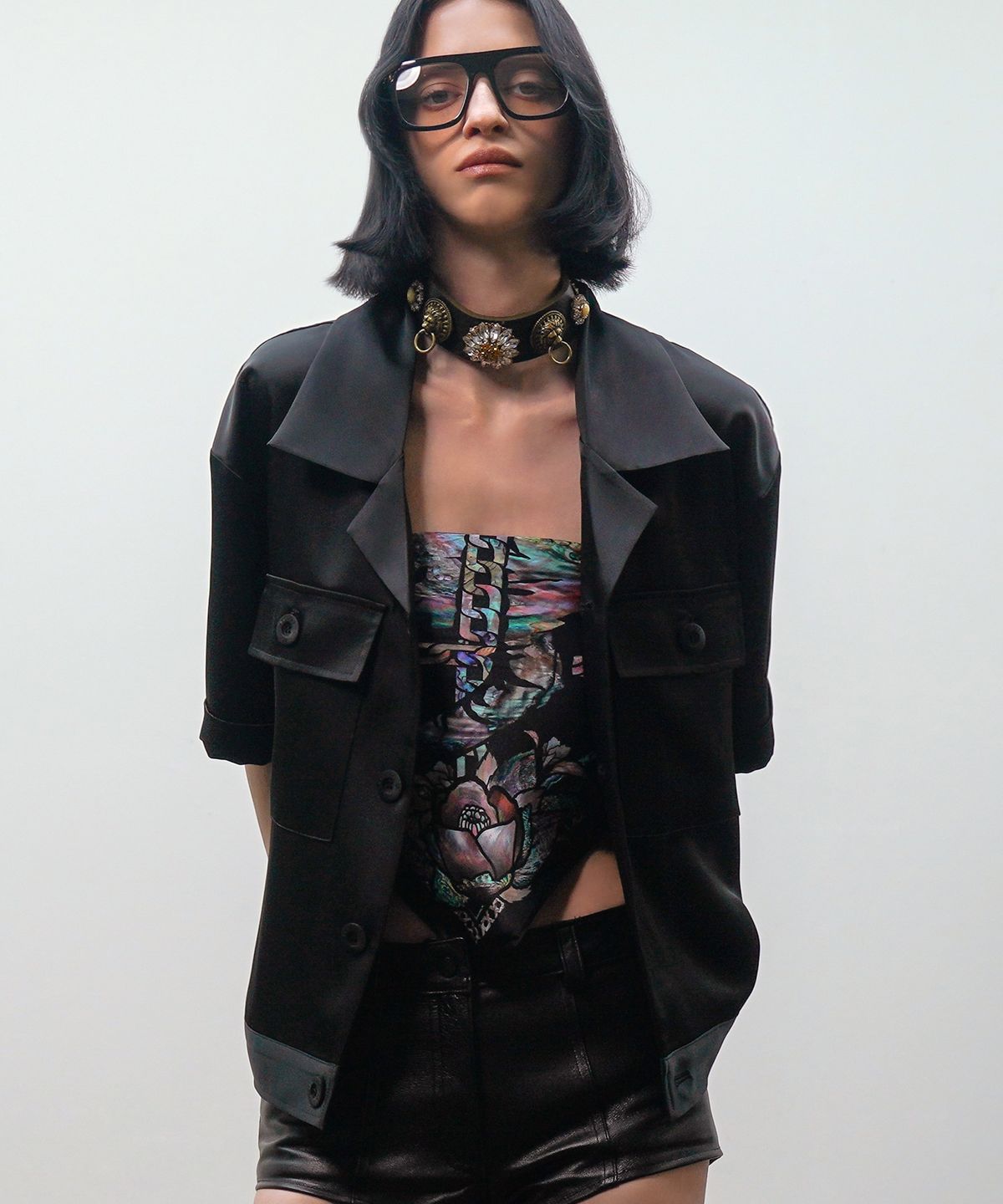 언티지(UNTAGE) 플랩 포켓 오버셔츠 자켓[Black(UNISEX)]_UTS-FS95