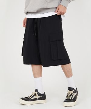 나일론 카고 와이드 버뮤다 팬츠 [블랙]